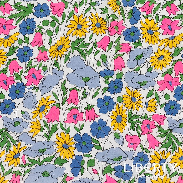 Liberty Fabrics Klaproos En Daisy V Tana Gazon Katoen - Neon Roze -