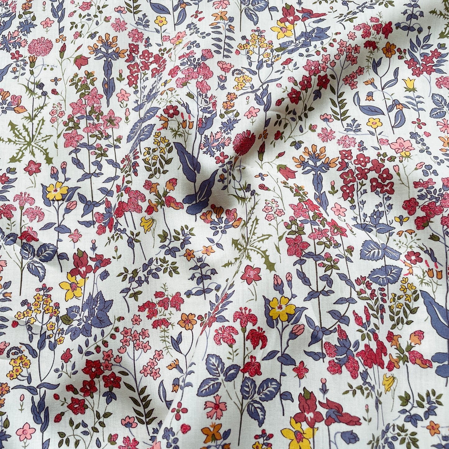 Liberty Fabrics Field Flowers C Tana Lawn Cotton Metallic