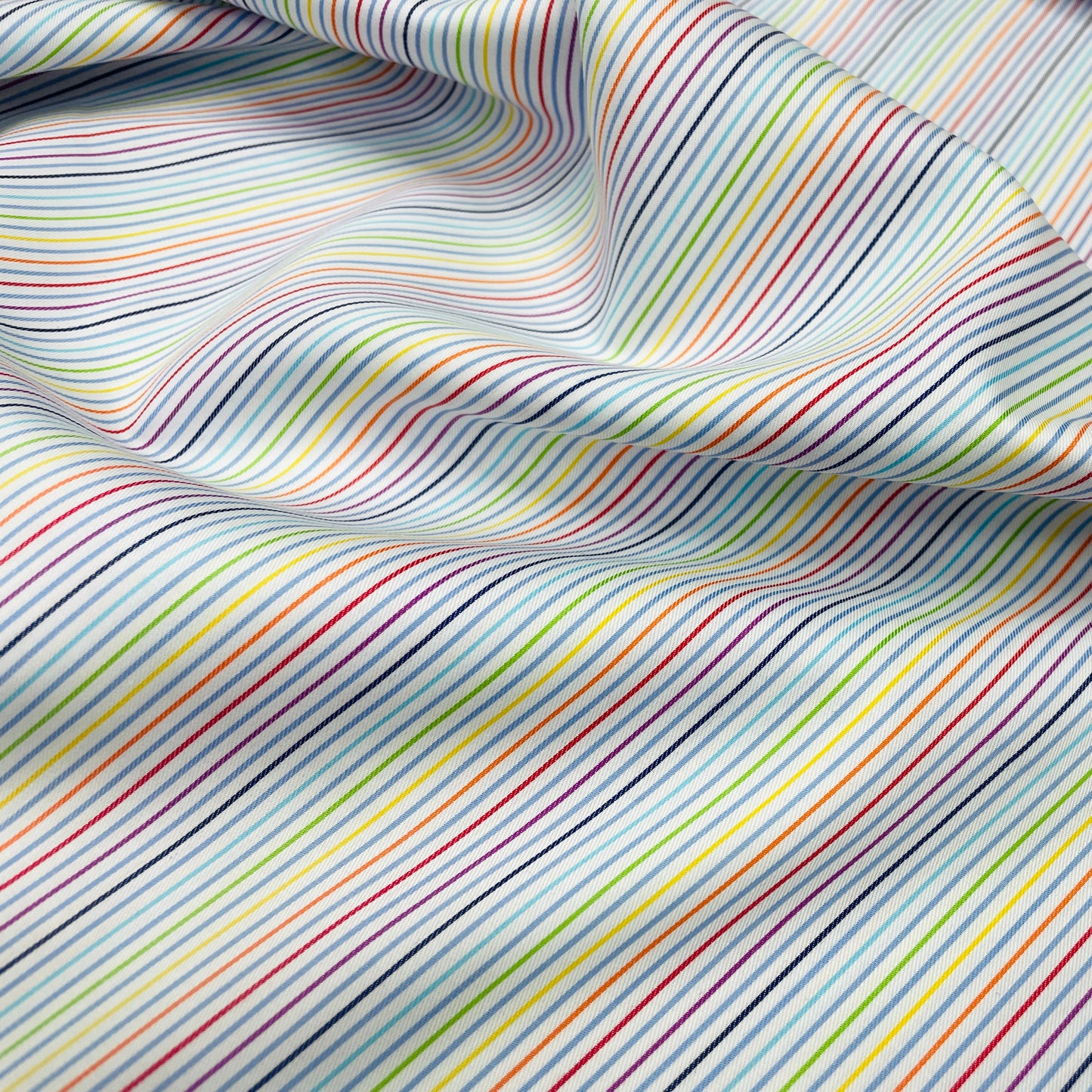 Rainbow Stripe Cotton Satin Fabric