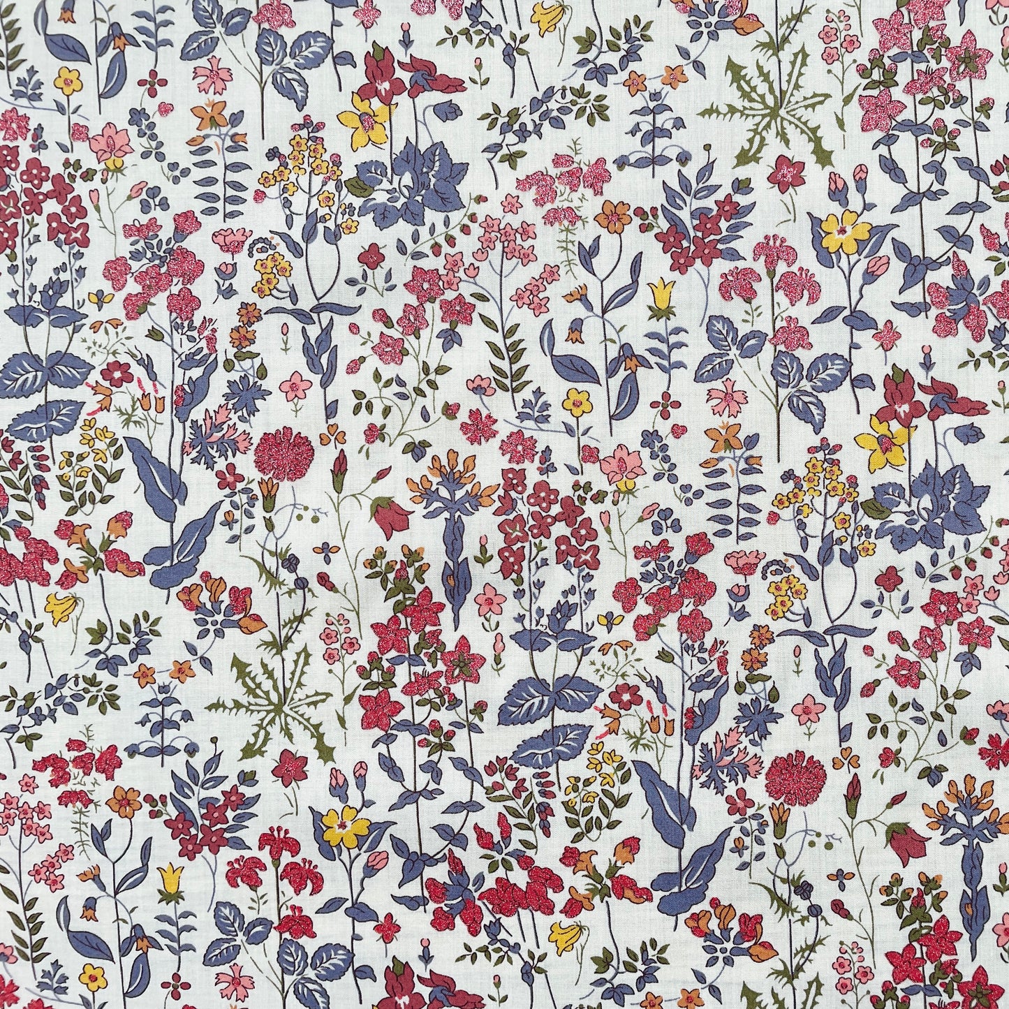Liberty Fabrics Field Flowers C Tana Lawn Cotton Metallic