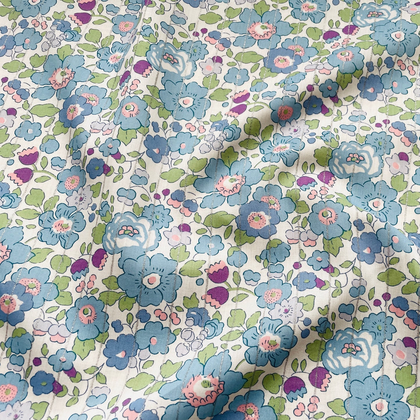 Liberty Fabrics Betsy Stripe C Tana Lawn Cotton Metallic