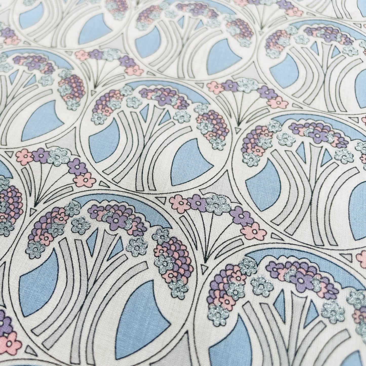 Liberty Fabrics Mauverina B Tana Lawn Cotton Metallic