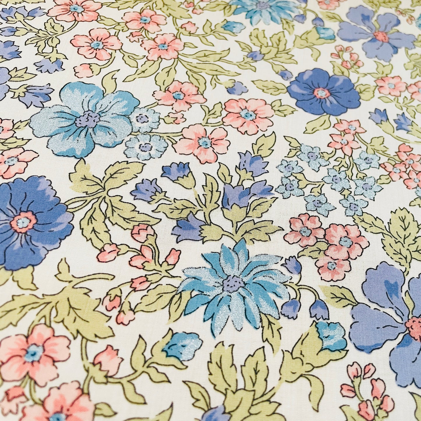 Liberty Fabrics Larissa Rose C Tana Lawn Cotton Metallic