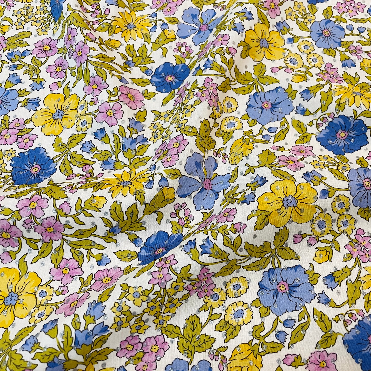 Liberty Fabrics Larissa Rose Spot B Tana Lawn Cotton Metallic