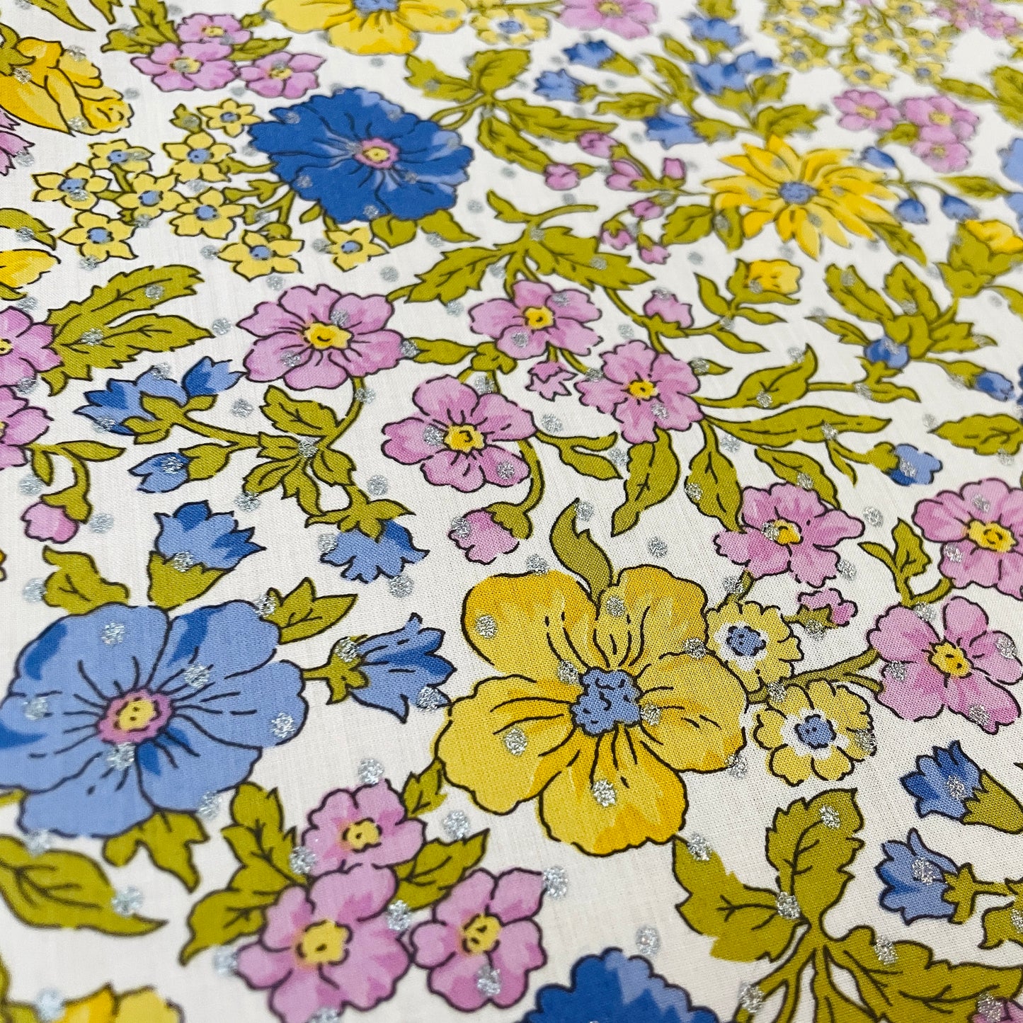 Liberty Fabrics Larissa Rose Spot B Tana Lawn Cotton Metallic