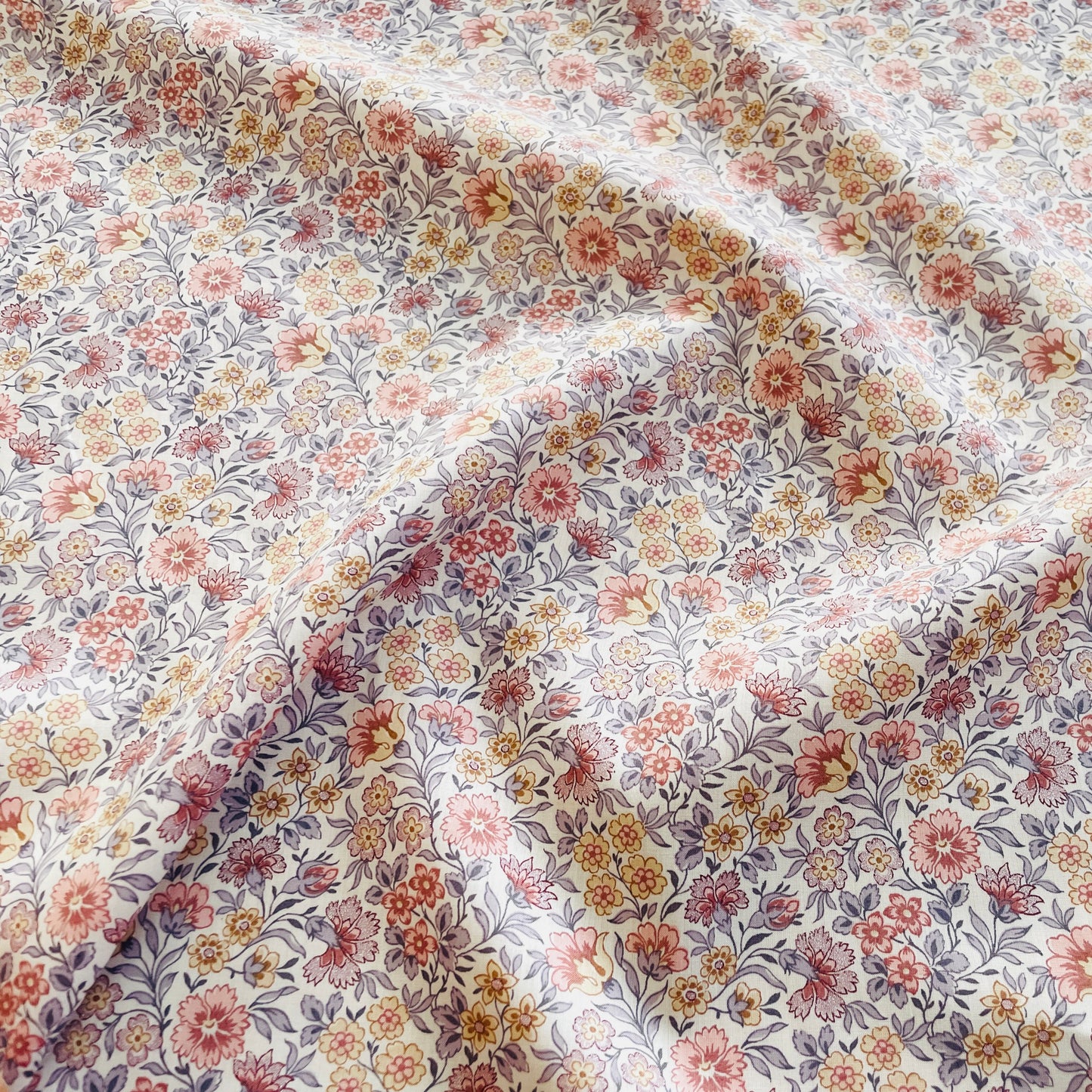 Liberty Fabrics Carnation Garden C Tana Lawn Cotton Metallic