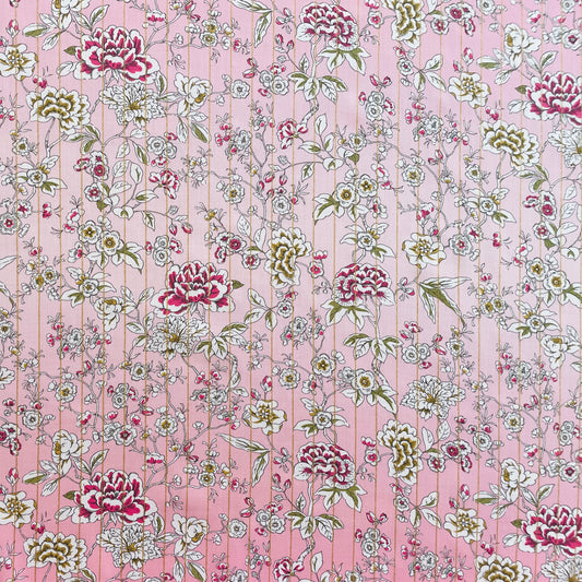 Liberty Fabrics Ceremony Blooms Stripe C Tana Lawn Cotton Metallic