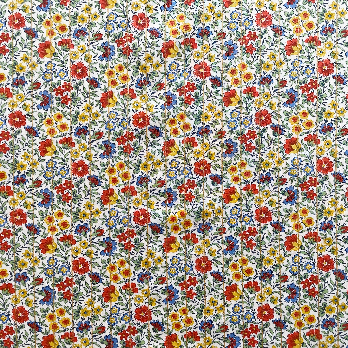 Liberty Fabrics Carnation Garden Stripe A Tana Lawn Cotton Metallic