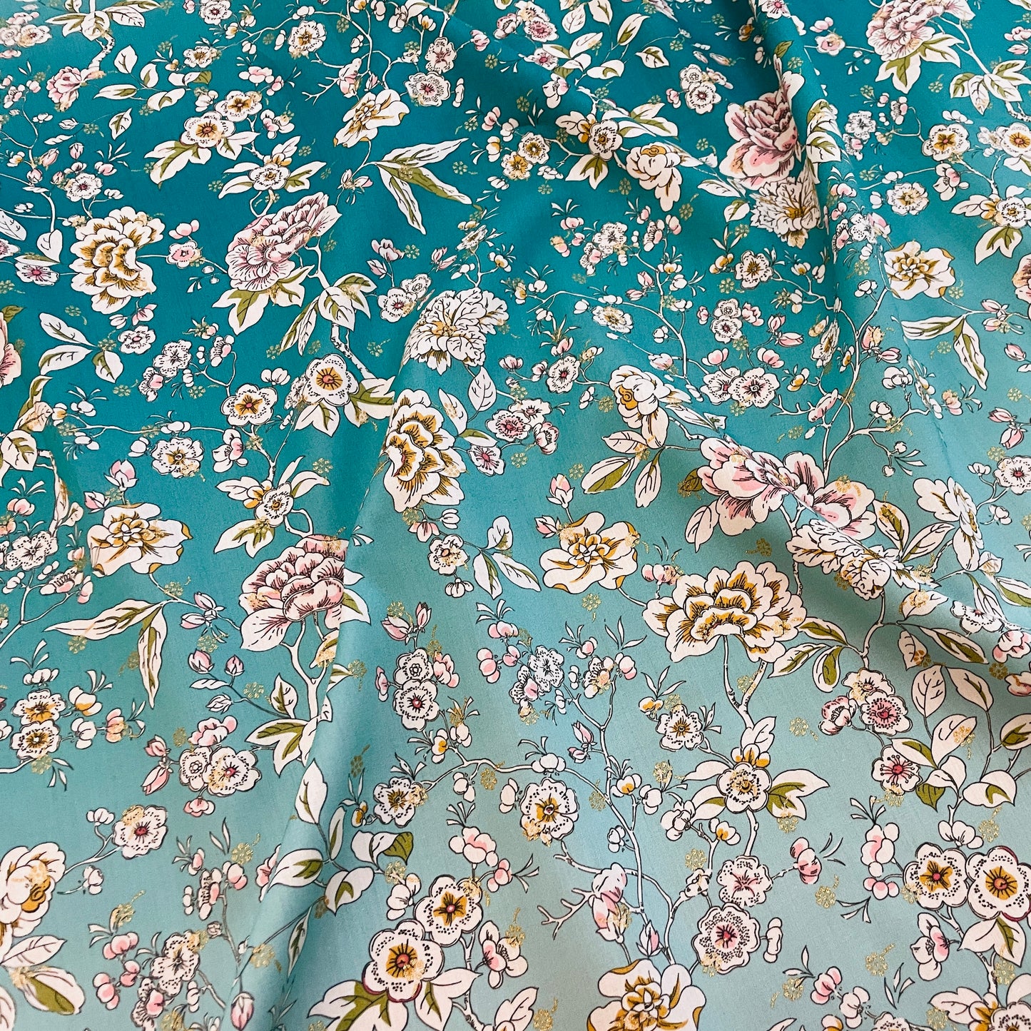 Liberty Fabrics Ceremony Blooms Blossom A Tana Lawn Cotton Metallic