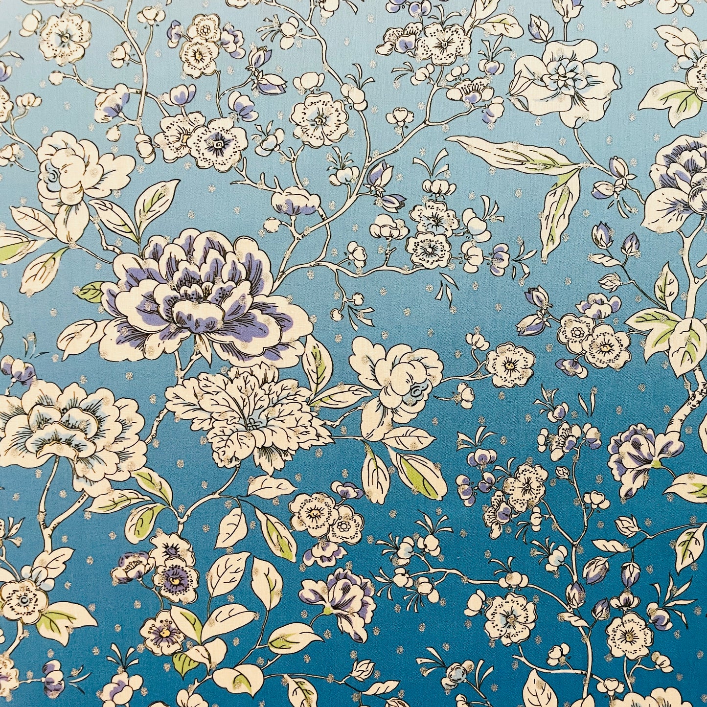 Liberty Fabrics Ceremony Blooms Spot B Tana Lawn Cotton Metallic