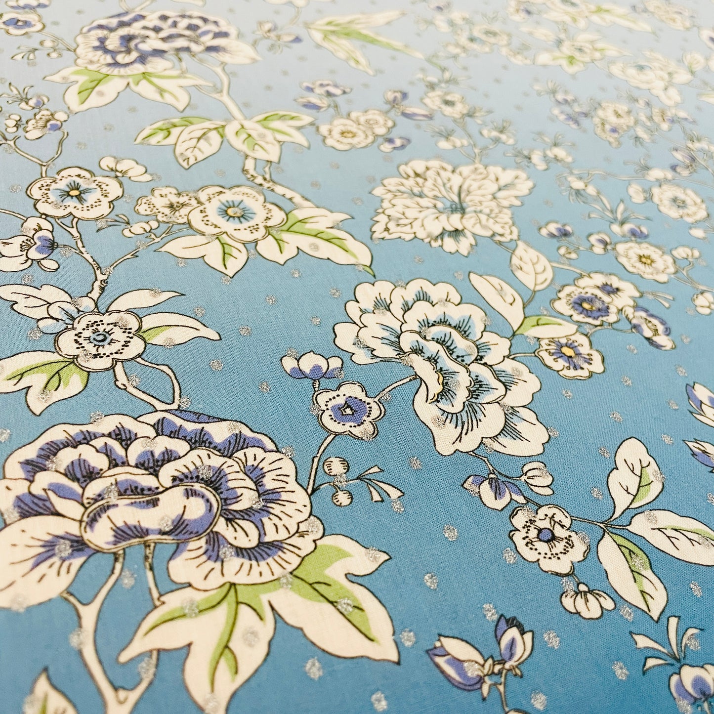 Liberty Fabrics Ceremony Blooms Spot B Tana Lawn Cotton Metallic