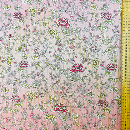 Liberty Fabrics Ceremony Blooms Stripe C Tana Lawn Cotton Metallic