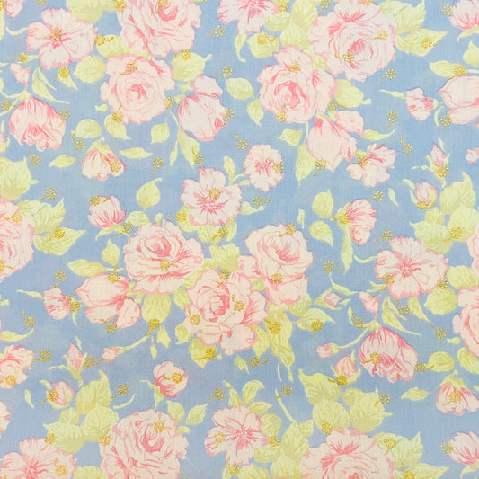 Liberty Fabrics Carline Love Blossom B Tana Lawn Cotton Metallic