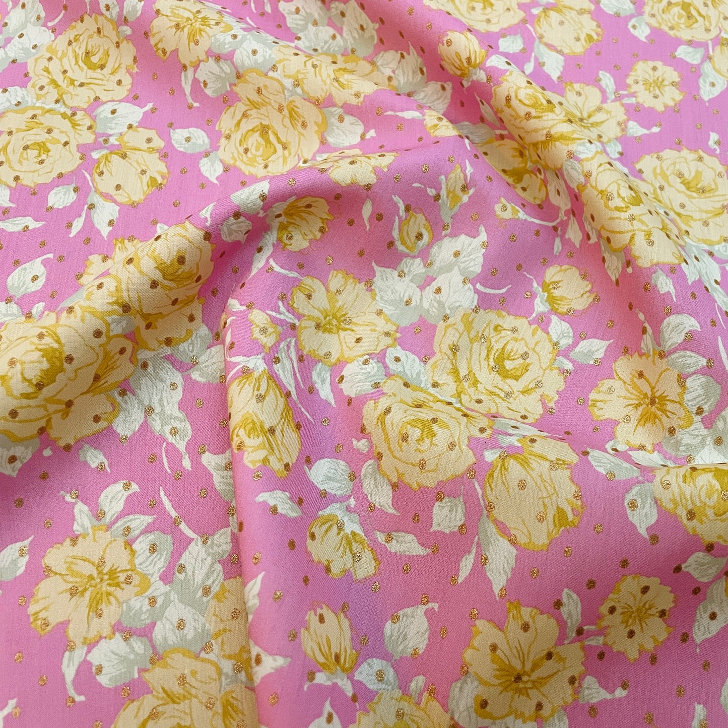 Liberty Fabrics Carline Love Spot C Tana Lawn Cotton Metallic