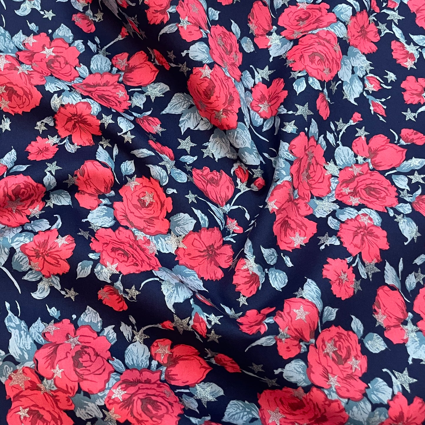 Liberty Fabrics Carline Love Star A Tana Lawn Cotton Metallic