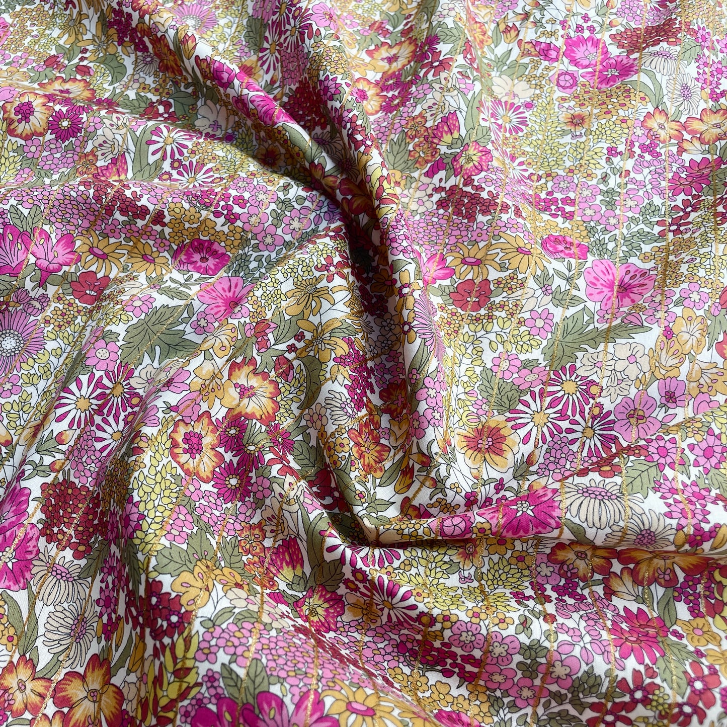 Liberty Fabrics Margaret Annie Stripe A Tana Lawn Cotton Metallic
