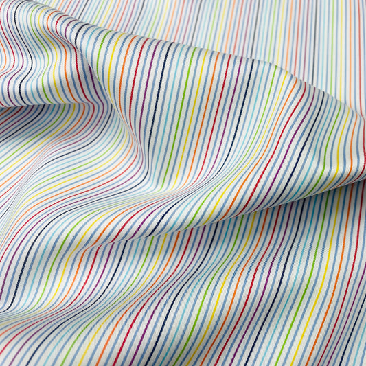 Rainbow Stripe Cotton Satin Fabric