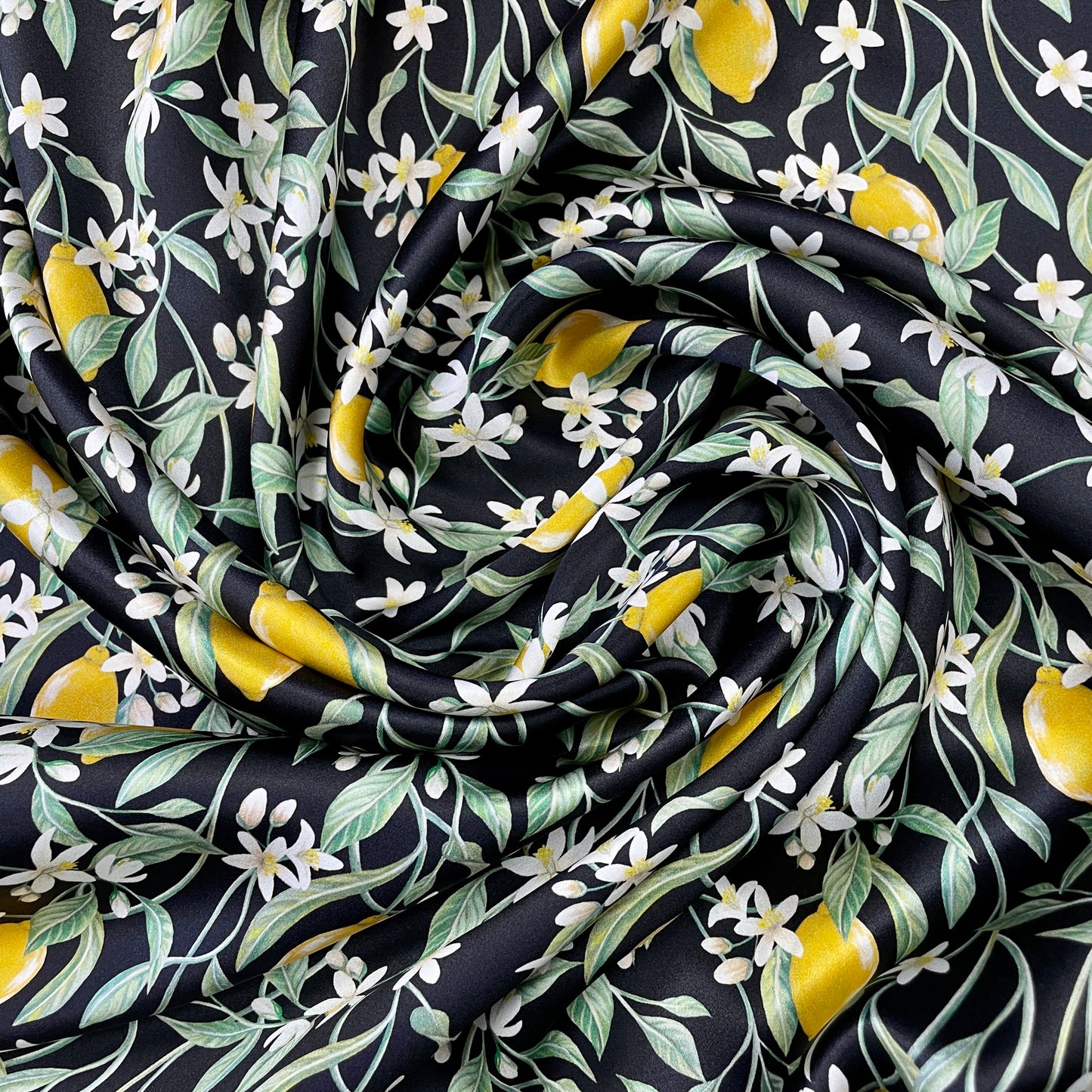 Liberty Fabrics Silk Satin Lemon Blossom A