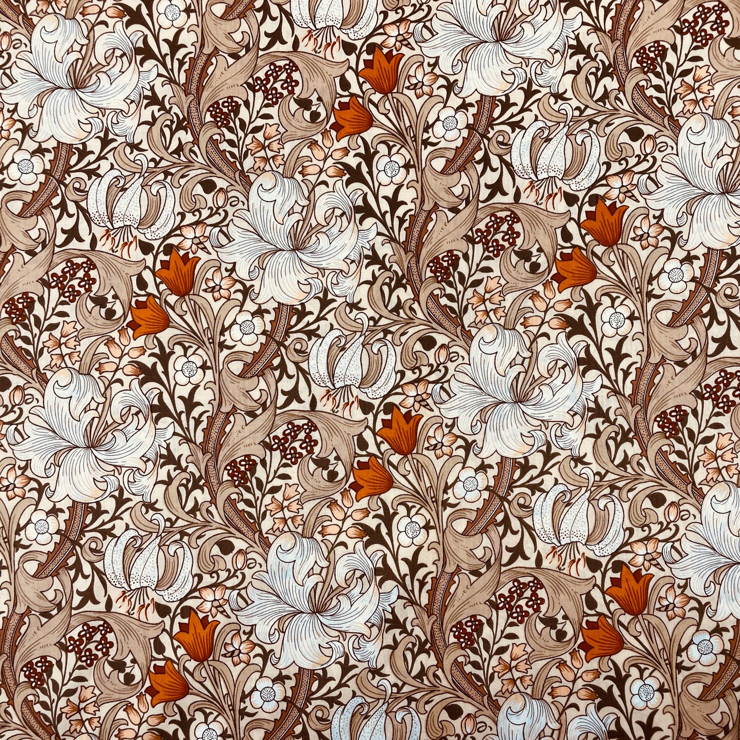 Pima Cotton Lawn Fabric - Golden Lily A - John Henry Dearle