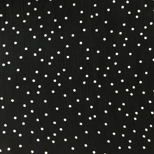 粘胶摩洛哥绉纱裁缝时尚面料 - 黑色/白色波点
